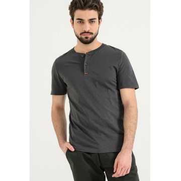Tricou regular fit de bumbac - Gri antracit