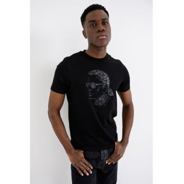 Tricou regular fit din bumbac - Negru