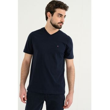 Tricou uni cu decolteu in V Essential - Bleumarin
