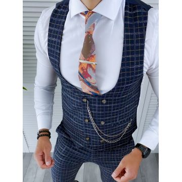 Vesta barbati eleganta slim fit in carouri V00 44-1.2