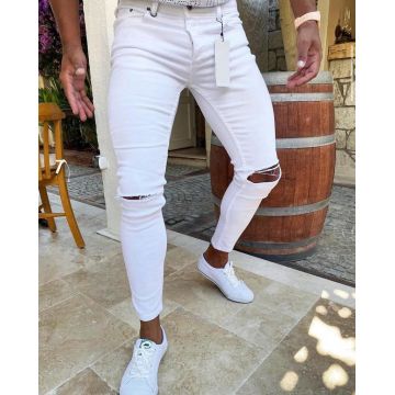 Blugi adolescenti albi conici  cu defect  DEF2724 D9-5