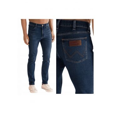 Blugi Barbati -  Larston - Slim Fit - Talie Joasa - 5 Buzunare - Lungi - Fermoar - Bumbac - Albastru - Albastru