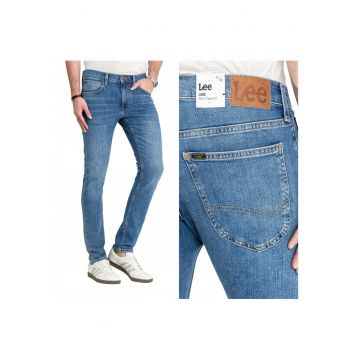 Blugi Barbati -  Luke - Slim Fit - Talie Medie - 5 Buzunare - Lungi - Fermoar - Bumbac - W32-L34 - Albastru