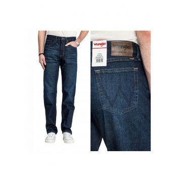 Blugi Barbati -  Relaxed Fit - Straight Fit - Talie Medie - 5 Buzunare - Lungi - Fermoar - Bumbac - W31-L34 - Albastru