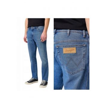 Blugi Barbati -  Texas Slim Slim Fit - Talie Medie - 5 Buzunare - Lungi - Fermoar - Bumbac - Albastru - Albastru