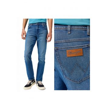 Blugi Barbati -  Texas Slim - Slim Fit - Talie Medie - 5 Buzunare - Lungi - Fermoar - Bumbac - W36-L30 - Albastru