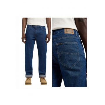 Blugi Barbati -  West - Straight Fit - Talie Medie - Lungi - Fermoar - 5 Buzunare - Bumbac - W33-L32 US - Albastru