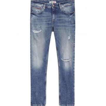 Blugi slim fit cu detalii rupte