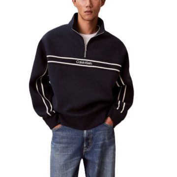 Bluza cu fermoar Calvin Klein LS COTTON SPACER STRIPE RIB QTR