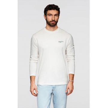 Bluza de bumbacu cu imprimeu pe piept - Alb