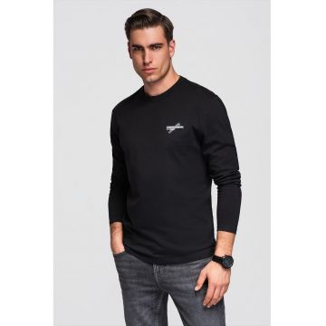 Bluza de bumbacu cu imprimeu pe piept - Negru