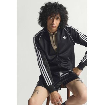 Bluza de trening cu fermoar si logo - Negru