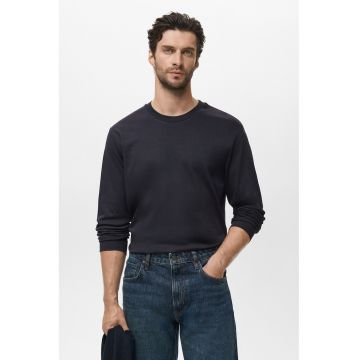 Bluza din bumbac cu model uni - Gri antracit