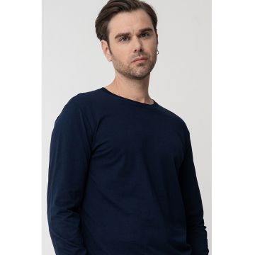 Bluza uni cu decolteu la baza gatului - Bleumarin