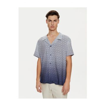 Camasa barbati  bleumarin/ alb - bumbac