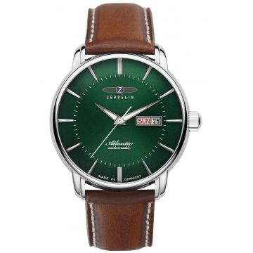 Ceas  Atlantic - Automatic - Cadran Verde - Curea Piele Maro - 5 ATM