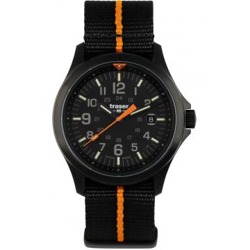 Ceas barbatesc  P67 Officer Pro Black - mecanism quartz Ronda 715 - Swiss Made - portocaliu cu negru - 10 ATM - curea NATO