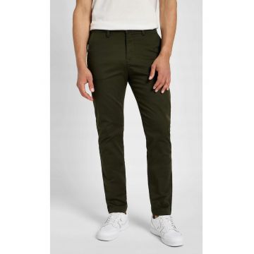 Pantaloni chino barbati -  Slim - verde masliniu inchis - bumbac/elastan