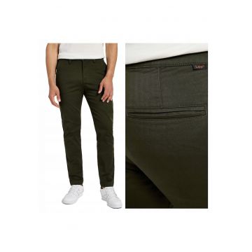 Pantaloni Scurti Barbati -  Chino - Slim Fit - Talie Medie - Lungi - 4 Buzunare - Fermoar - Bumbac - Verde