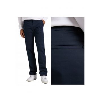 Pantaloni Scurti Barbati -  Regular Chino - Slim Fit - Talie Medie - Lungi - 5 Buzunare - Fermoar - Bumbac - W32-L34 US - Albastru