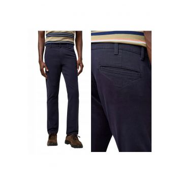 Pantaloni Scurti Barbati -  Regular Chino - Straight Fit - Talie Medie - Lungi - 4 Buzunare - Fermoar - Bumbac - Albastru - Albastru