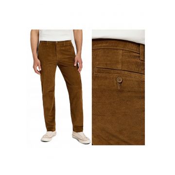Pantaloni Scurti Barbati -  Regular Chino - Straight Fit - Talie Medie - Lungi - 5 Buzunare - Fermoar - Bumbac - W36-L32 US - Maro