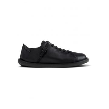 Pantofi casual de piele cu sireturi elastice Wagon - Negru