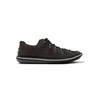Pantofi sport Beetle low-cut din material textil cu sireturi - Negru/Gri