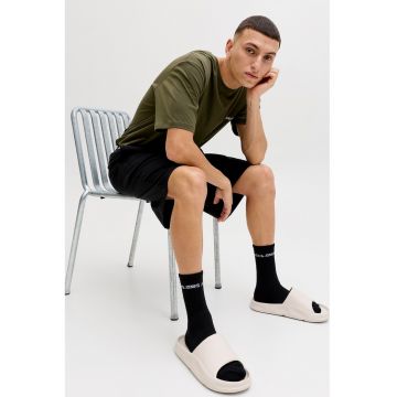 Pijama de bumbac cu pantaloni scurti - Negru/Verde masliniu