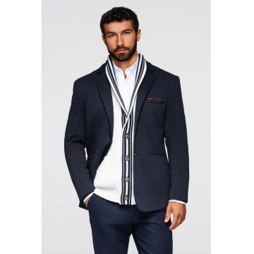 Sacou cu buzunare cu refilet - Bleumarin