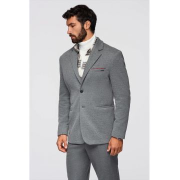 Sacou cu buzunare cu refilet - Gri melange