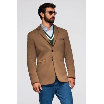 Sacou cu buzunare cu refilet - Maro deschis