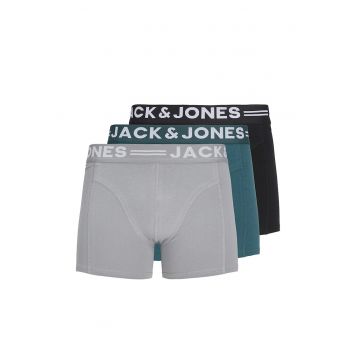 Set de boxeri cu banda logo in talie - 3 perechi - Negru/Gri/Verde persan