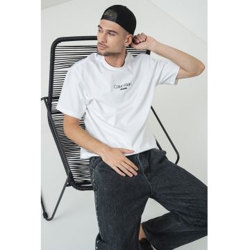 Tricou lejer cu imprimeu logo - Negru/Alb optic