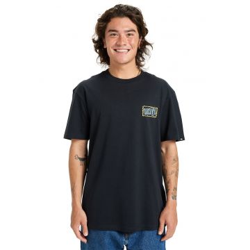 Tricou lejer din bumbac cu imprimeu logo pe partea din spate - Negru/Galben/Albastru