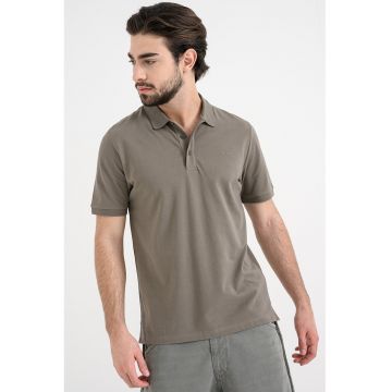 Tricou polo din bumbac pique Donos - Verde/Kaki