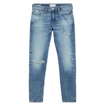 Blugi regular cu detalii cu aspect deteriorat