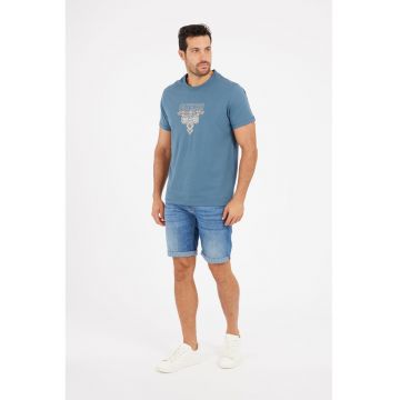 Blugi scurti de denim cu buzunare - Albastru melange