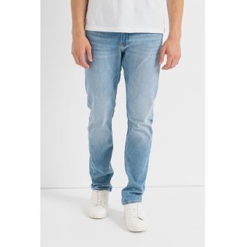 Blugi slim fit cu aspect decolorat - Albastru deschis