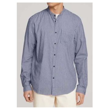 Camasa in dungi cu buzunar pe piept - Albastru