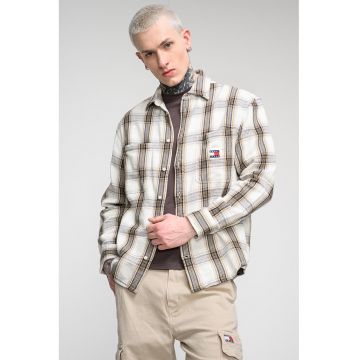 Camasa relaxed fit in carouri - Verde/Negru/Crem