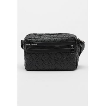 Geanta crossbody din piele ecologica cu logo - Negru