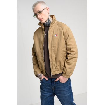 Jacheta de bumbac organic cu vatelina si mansete elastice - Maro nisip