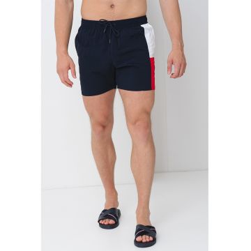 Pantaloni scurti de baie cu buzunare laterale - Alb/Rosu vermillion/Bleumarin