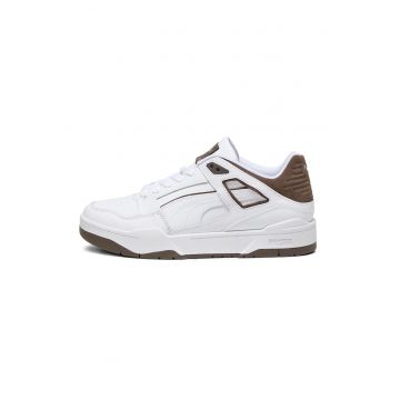 Pantofi sport low-top de piele si piele intoarsa Slipstream - Alb - Maro fango - 6