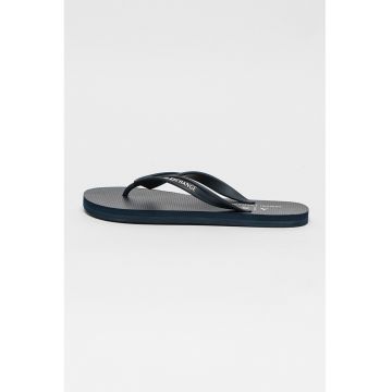 Papuci flip-flop de cauciuc - Alb murdar/Bleumarin