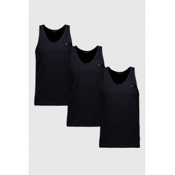 Set de top-uri din bumbac - 3 piese - Negru