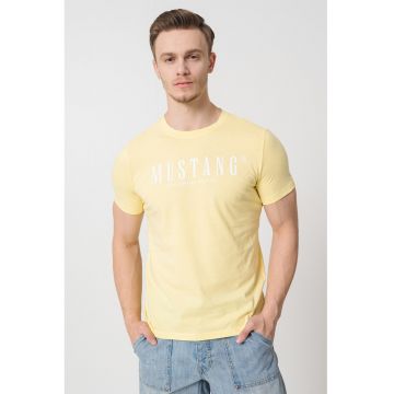 Tricou cu imprimeu logo pe piept - Alb/Galben