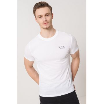 Tricou slim fit cu logo - Alb