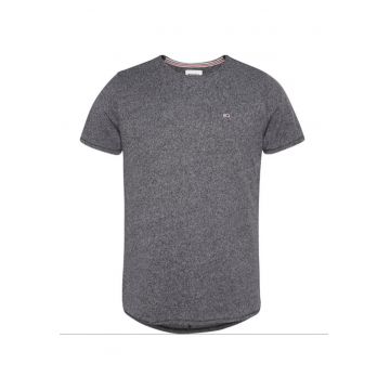 Tricou uni cu decolteu la baza gatului -